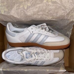 Adidas Women's White and Blue Sneakers